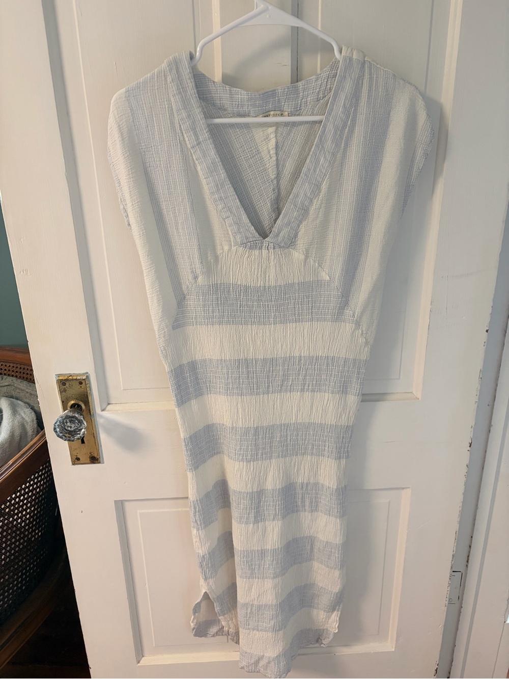 lovestitch White and Light Blue Striped Maxi Dress